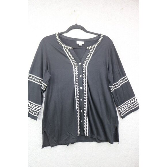J. Jill 3/4 Sleeve Embroidered Tunic-Size Small/Petite-Boho-Hippie - Picture 1 of 9
